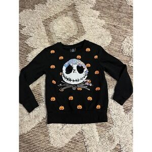 Jack Skellington Girls Flip Sequin Sweatshirt Disney Size Small